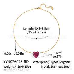 Collana da donna con ciondolo a cuore in resina e catena a maglia serpente rotonda in acciaio inossidabile 304 per uomo.&nbsp;HJ9219-2