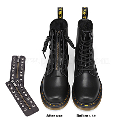 Schnürstiefel aus PU-Leder mit Reißverschlusseinsätzen&nbsp;DIY-WH0043-51AB-02