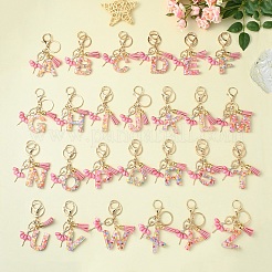 Porte-clés pendentif en résine pailletée transparente avec lettres A à Z&nbsp;KEYC-FZ00024-06