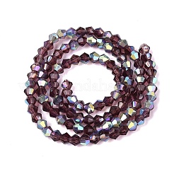 Ab couleur plaqué perles de verre transparent brins&nbsp;GLAA-G127-01-01K