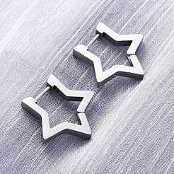 Pendientes de aro con forma de estrella de acero inoxidable 304 que no se deslustran&nbsp;X-STAS-H156-05P