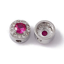 Gestellware Messing Micro Pave Zirkonia flache runde Perlen&nbsp;KK-C007-13