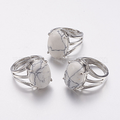 Anneaux de doigt large bande howlite naturel&nbsp;RJEW-K224-A13
