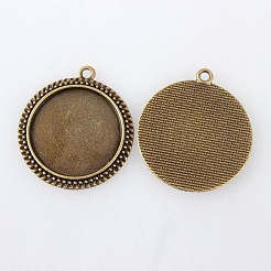 Tibetischen Stil Anhänger cabochon Fassungen mit antiken metallic Farbe und erhöht Skulptur sind voller Retro-Stil&nbsp;X-TIBEP-M018-59AB-NF