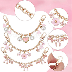3 pièce 3 styles nœud papillon cœur rose alliage de zinc émail gland chaîne de câble chaînes de sac à main&nbsp;FIND-BBC0004-56