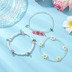3 Stück 3 Farben Acryl-Charm-Armband-Sets für Frauen&nbsp;X1-BJEW-TA00577-02