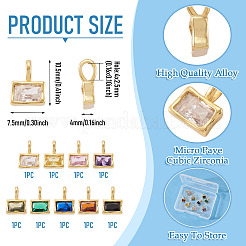 9 ciondolo rettangolare in ottone con micro pavé di zirconi cubici in 9 colori&nbsp;KK-TA0008-32