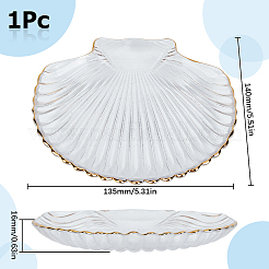 1 pieza de placas de joyería de vidrio con borde dorado transparente de la serie Ocean&nbsp;AJEW-SC0002-79C