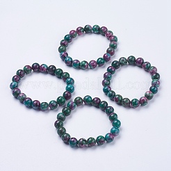 Rubino sintetico in braccialetti elasticizzati con perline in zoisite&nbsp;BJEW-I253-10mm-29