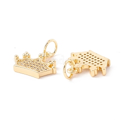 Placage de crémaillère en laiton micro pavé pendentifs en zircone cubique claire&nbsp;ZIRC-I057-09G