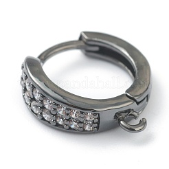 Reperti per orecchini a bottone in zircone chiaro con micro pavé di ottone&nbsp;ZIRC-L097-024B