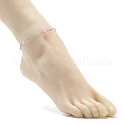 Tobilleras de jade blanco teñido natural y jade de Malasia para mujer&nbsp;AJEW-AN00476-04