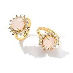 Anillos de dedo de cuarzo rosa natural con girasol&nbsp;RJEW-B113-03G-09