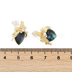 Ohrstecker aus Messing mit Abalone-Muschel und klarem Zirkonia in Herzform&nbsp;KK-D301-09G