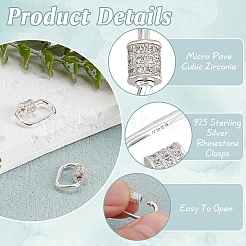 2 pz 925 fermagli in argento sterling con strass&nbsp;FIND-PH0022-30B
