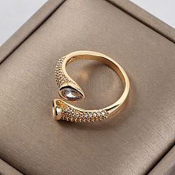 Messing Micro Pave Zirkonia Manschette offene Ringe&nbsp;WG46444-02