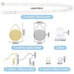 DIY Rohling Kuppel Messing & Eisen Ohrringe & Halskette Herstellungssets&nbsp;DIY-HS0001-05A