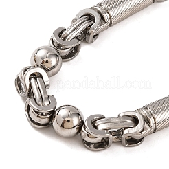 Anlaufgeschützte 201 Edelstahl-Armbänder mit runden Kugeln und byzantinischer Kette&nbsp;BJEW-B078-78P