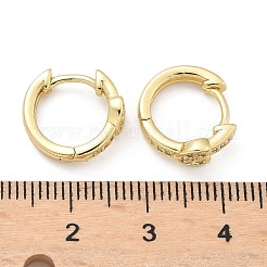 Orecchini a cerchio in ottone con micro pavé di zirconi chiari a cuore&nbsp;EJEW-Z102-31G