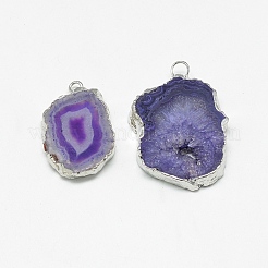 Pendentifs en tranches d'agate druzy naturelle&nbsp;G-Q494-65F-P