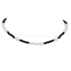 Collane di perle di conchiglia e perline di semi di vetro per le donne&nbsp;NJEW-MZ00073-02