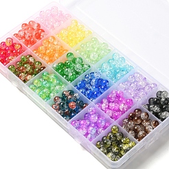 594 pz 18 colori perline acriliche craquelé trasparenti&nbsp;CACR-YW0001-04