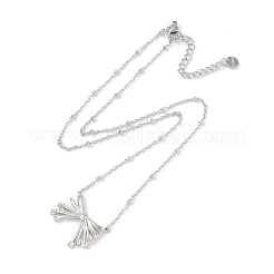 Colliers avec pendentif en forme de nœud papillon en acier inoxydable 304 et strass pour femmes&nbsp;NJEW-C055-10P