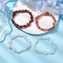 4 Stück Stretch-Armband-Set aus natürlichem Quarzkristall&nbsp;BJEW-JB10775-02