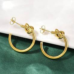 Pendientes de botón con nudo de acero inoxidable 304&nbsp;LS-EJEW-S272-04G