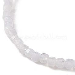 Bracelet extensible en perles de cube d'agate de dentelle bleue naturelle pour femme&nbsp;BJEW-JB08975-04