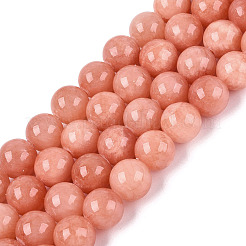 Chapelets de perles de pierres en jade jaune teinte&nbsp;G-R271-10mm-Y31