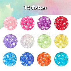 600pcs 12 Farben transparente Acrylperlen&nbsp;TACR-YW0001-34