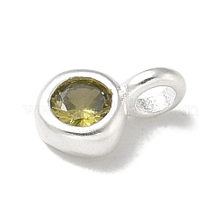 925 breloque ronde plate en argent sterling et zircon cubique&nbsp;STER-R002-02S-10
