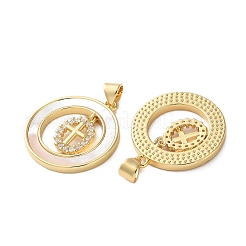 Pendentifs avec zircon cubiques à micro-pavés en laiton&nbsp;KK-U070-02B-G