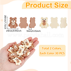 60 Stück 2 Farben Bär undurchsichtige Harz Cabochons&nbsp;CRES-UN0001-05