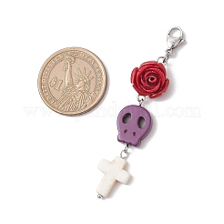 Decorazioni pendenti con perline sintetiche in turchese e corallo a tema Halloween&nbsp;HJEW-TA00366