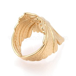 Ionenplattierung (IP) 304 Edelstahl Manschette offene Ringe für Frauen&nbsp;RJEW-N052-20G