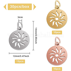 30 Stück 3 Farben 304 Edelstahlanhänger&nbsp;STAS-BC0002-87