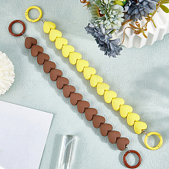 2 chaîne d'extension de sac en perles en forme de cœur en plastique de 2 couleurs avec fermoirs à anneau en fer&nbsp;PURS-GF0001-11B