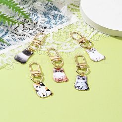 Décorations de pendentif en émail en alliage de chat&nbsp;HJEW-FZ00012