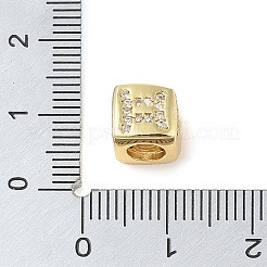 Laiton micro pave zircon cubique transparent perles européennes&nbsp;KK-K368-01G-03