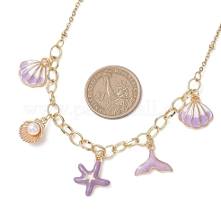 Colgante de estrella de mar con forma de cola de ballena y esmalte de aleación oceánica&nbsp;NJEW-JN05815-03
