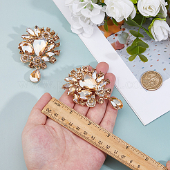 2 broche en alliage de zinc avec strass en forme de fleur et de larme pour sac à dos et vêtements&nbsp;JEWB-FH0002-24