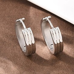 Boucles d'oreilles créoles texturées en acier inoxydable 304&nbsp;EJEW-L307-09P-01