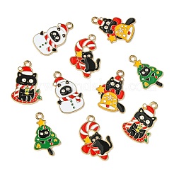 30 pendentif en alliage émaillé sur le thème du chat de Noël&nbsp;ENAM-CJ0006-53
