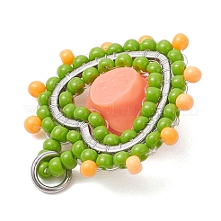 Cœur en perles de verre avec pendentifs en forme de rose&nbsp;PALLOY-MZ01030-03