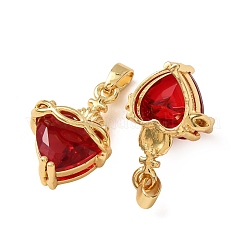 Pendentifs en laiton pavés de zirconiums cubiques rouges&nbsp;CU-CBABEDB-01G