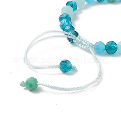 Bracelets tressés en perles de verre à facettes de couleur dégradée&nbsp;AJEW-JB01148