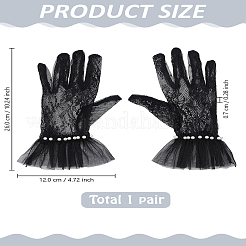 1 Paar kurze Brauthandschuhe aus Polyesterspitze&nbsp;AJEW-LP0003-33B
