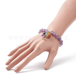 Bracelet extensible en améthyste naturelle&nbsp;BJEW-JB08748-01